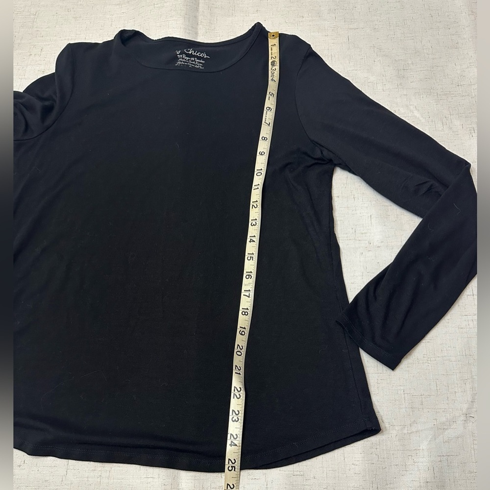 Chico's Black Long Sleeve Top - Picture 7 of 8